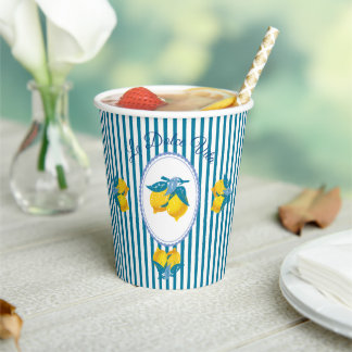 Amalfi Yellow Lemons Mediterranean Style Paper Cups