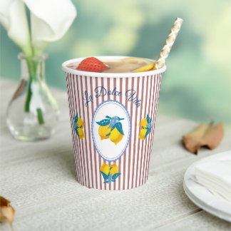 Amalfi Yellow Lemons Mediterranean Style Paper Cups