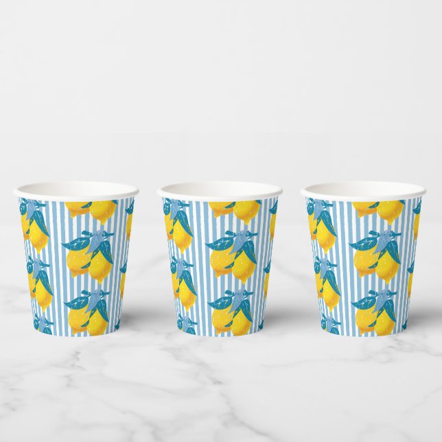 Amalfi Yellow Lemons Mediterranean Style Paper Cups (Multi)