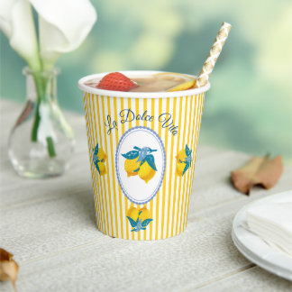 Amalfi Yellow Lemons Mediterranean Style Paper Cups