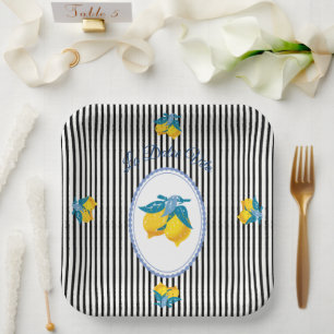 Amalfi Yellow Lemons Mediterranean Style Paper Plate