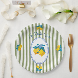 Amalfi Yellow Lemons Mediterranean Style Paper Plate