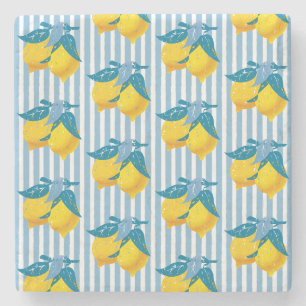 Amalfi Yellow Lemons Mediterranean Style Stone Coaster
