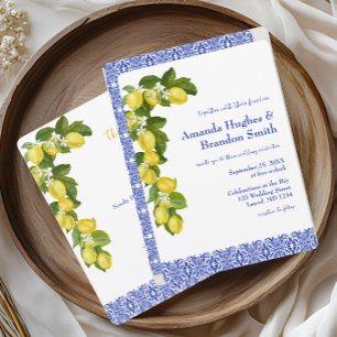 Amalfie Coast I Italian Lemon & Blue Tile Invitation