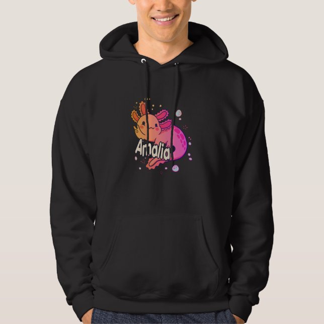 AMALIA - Beautiful girl name with adorable AXOLOTL Hoodie (Front)