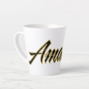 Amanda black gold lettering Latte Tasse Mug