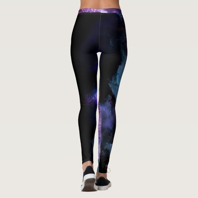 "Amanda" Coach Purple Abstract with strip Leggings (Back)