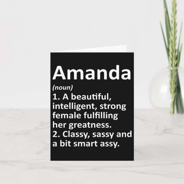 Amanda Definition Personalised Name Funny Christma Card (Front)