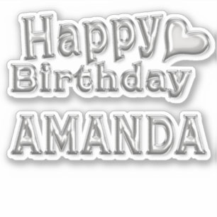 Amanda Happy Birthday silver sticker