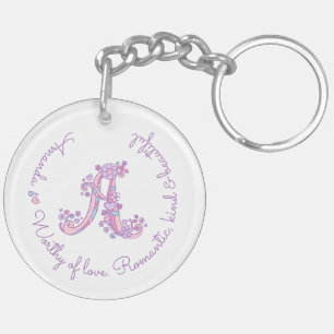 Amanda monogram A name and meaning keyring