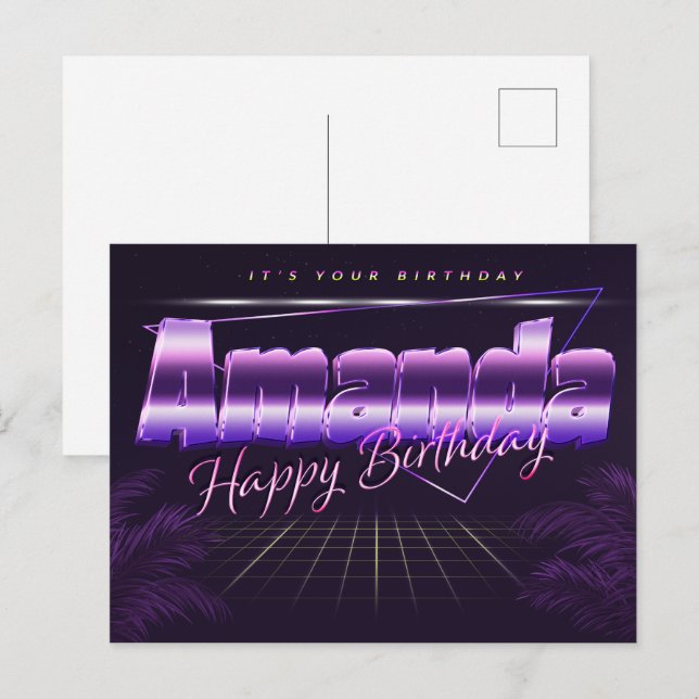 Amanda Name First name pura postcard birthday (Front/Back)