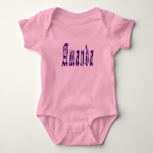Amanda, Name, Logo, Baby Girls Pink Bodysuit. Bodysuit