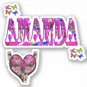 Amanda Name Logo With White Tigers,