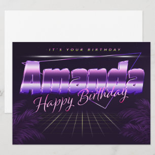 Amanda Name Vorname lila retro Karte Geburtstag Card