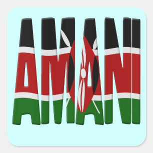 Amani - Peace - Kenya flag Square Sticker