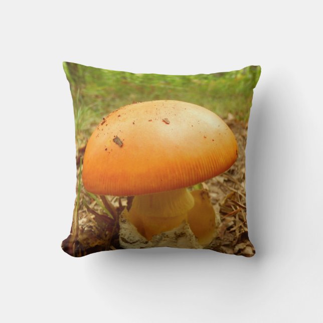 Amanita Caesarea Mushroom Throw Cushion (Front)