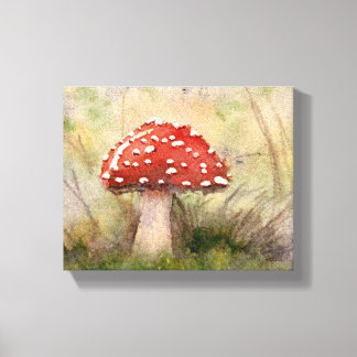 Amanita Muscaria Fly Agaric Watercolor Mushroom  Canvas Print