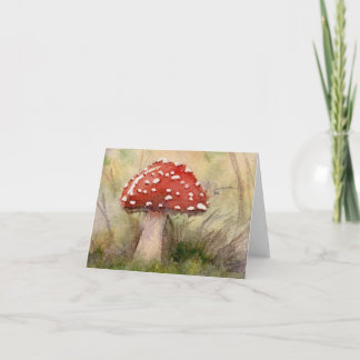 Amanita Muscaria Fly Agaric Watercolor Mushroom  Thank You Card