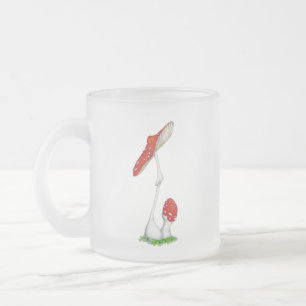 Amanita muscaria frosted glass coffee mug