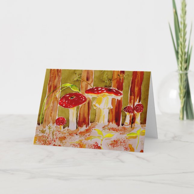 Amanita muscaria mushroom greeting card (Front)