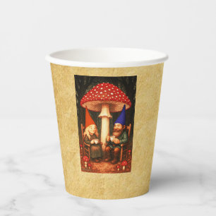 Amanita Mushroom and Gnomes Paper Cups