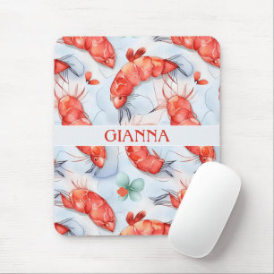 Amano Shrimp Watercolor Colorful Pattern Mouse Mat