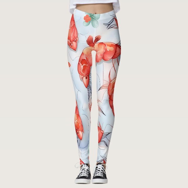 Amano Shrimp Watercolor Colourful Pattern Leggings (Front)