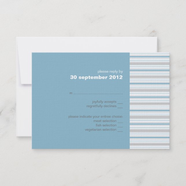 Amara Stripe Cornflower RSVP Card Invitation (Front)