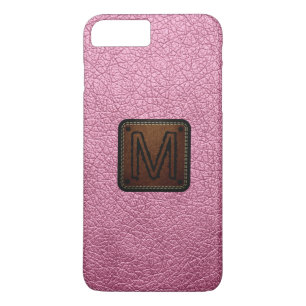 Amaranth pink Leather Look Monogram iPhone 8 Plus/7 Plus Case