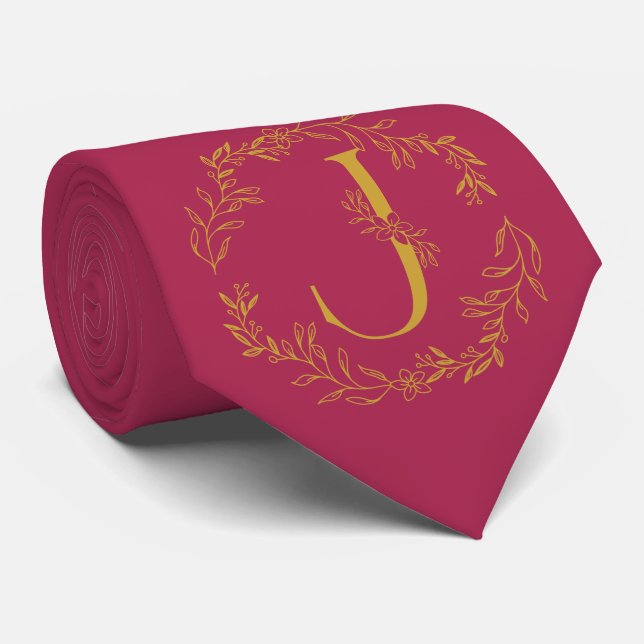 Amaranth purple Colour Monogrammed Groomsmen Tie (Rolled)