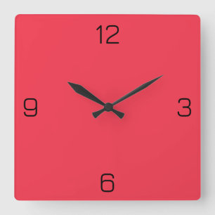 Amaranth Red F4364C Colour - Add Your Name Option Square Wall Clock