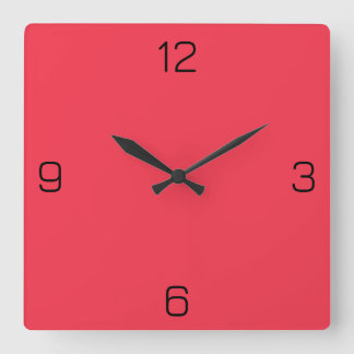 Amaranth Red F4364C Colour - Add Your Name Option Square Wall Clock