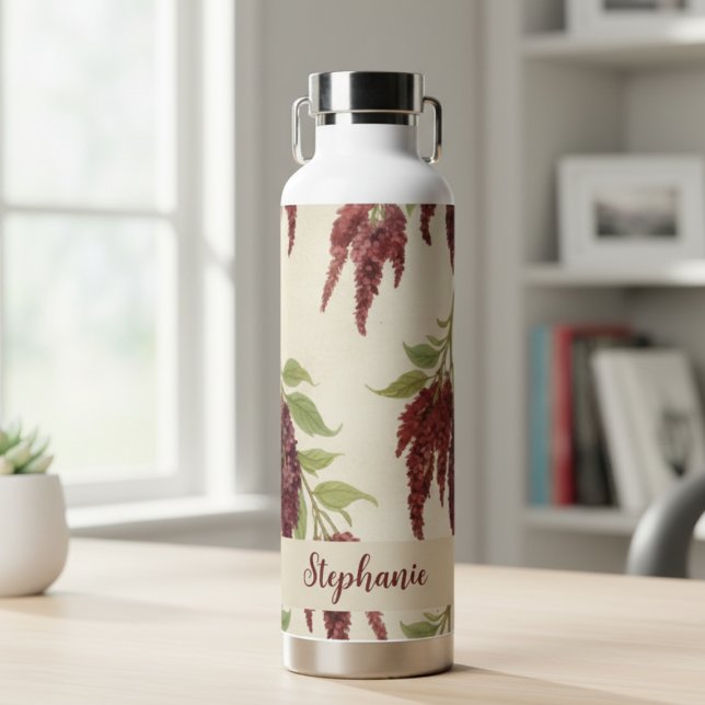 Amaranthus Flower Pattern Water Bottle (Amaranthus floral water bottle)