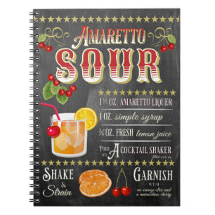 Amaretto Sour Chalkboard Recipe Notebook
