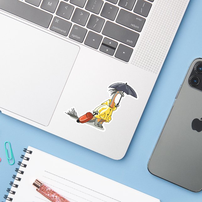 Amargasaurus Holding Umbrella And Suitcase. (Laptop w/ iPhone)