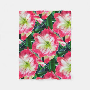 Amarilis pink white colour gentle flower fleece blanket