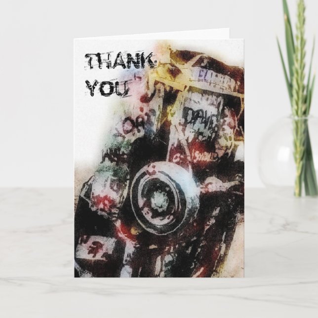 Amarillo Auto Graffiti Grunge Thank You Note Card (Front)