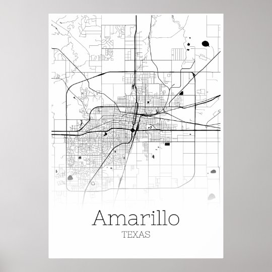 Amarillo Map - Texas - City Map Poster | Zazzle.co.uk