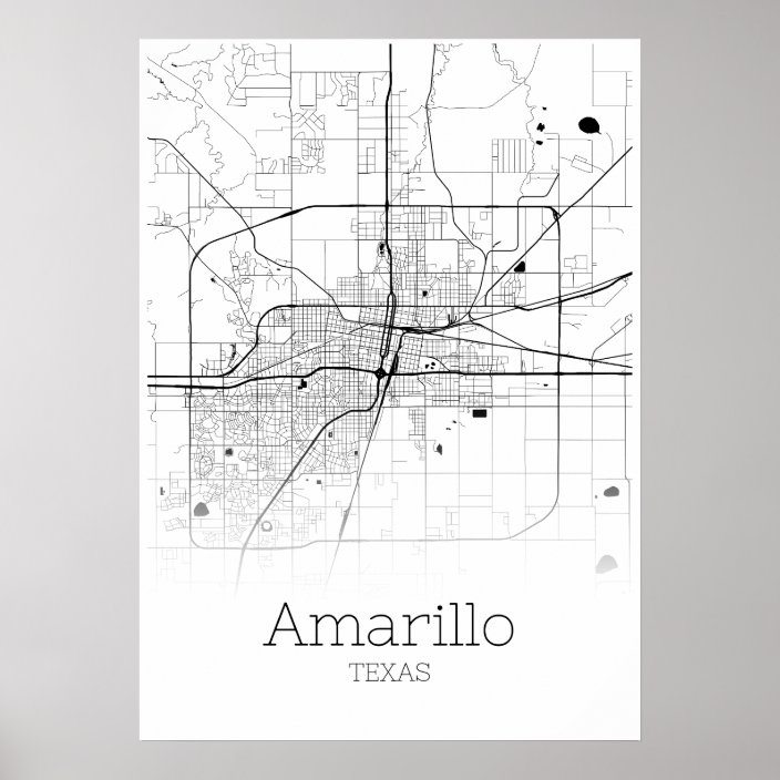 Amarillo Map - Texas - City Map Poster | Zazzle