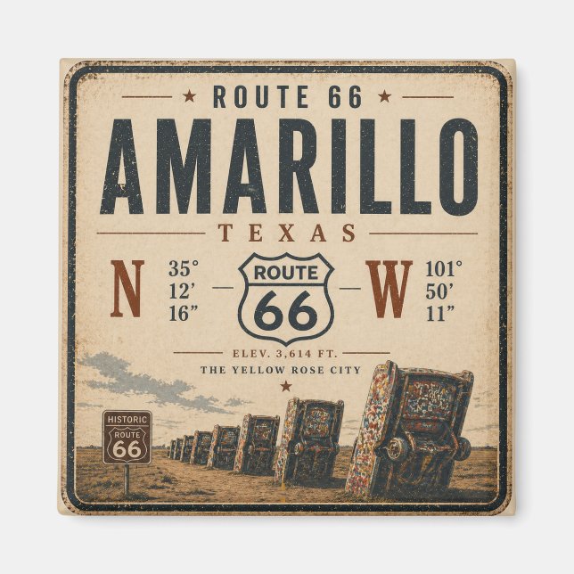 Amarillo Route 66 Coordinates Souvenir Magnet (Front)