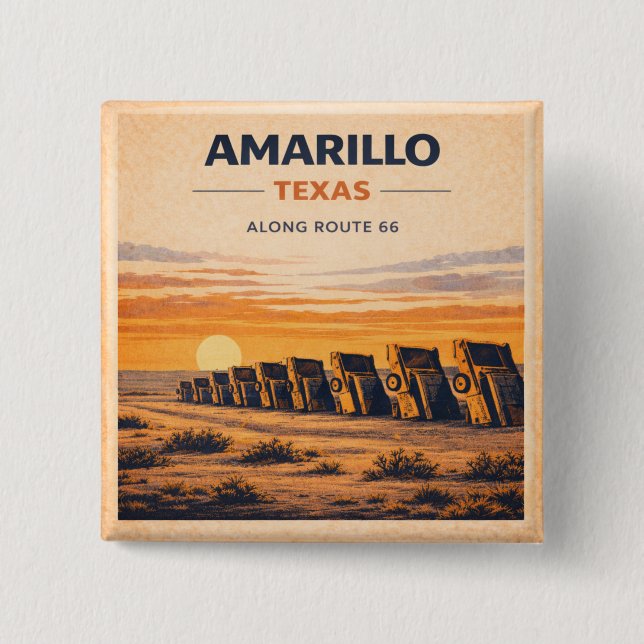 Amarillo Route 66 Retro Desert Keepsake Gift 15 Cm Square Badge (Front)