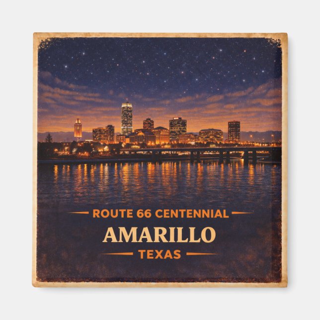 Amarillo Route 66 Skyline Fridge Decor Gift Magnet (Front)