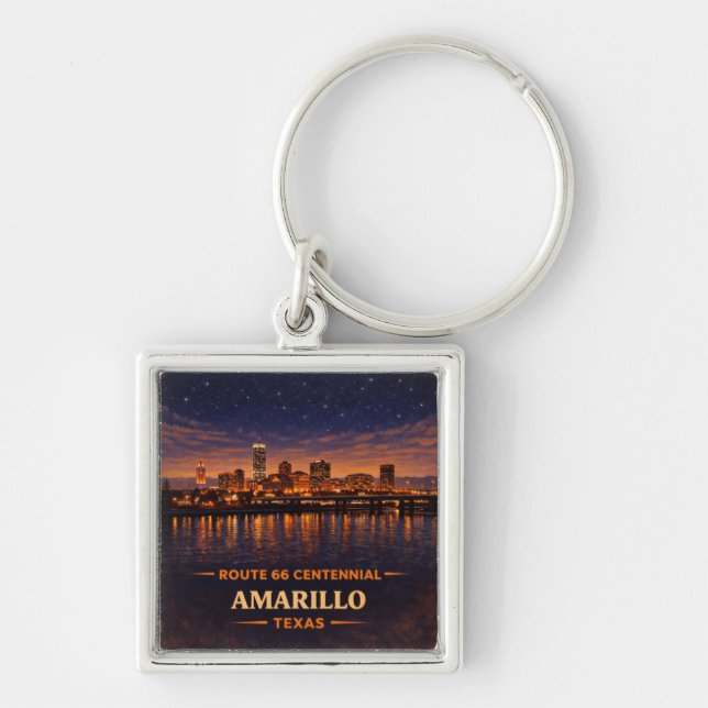Amarillo Route 66 Skyline Travel Keepsake Gift Key Ring (Front)