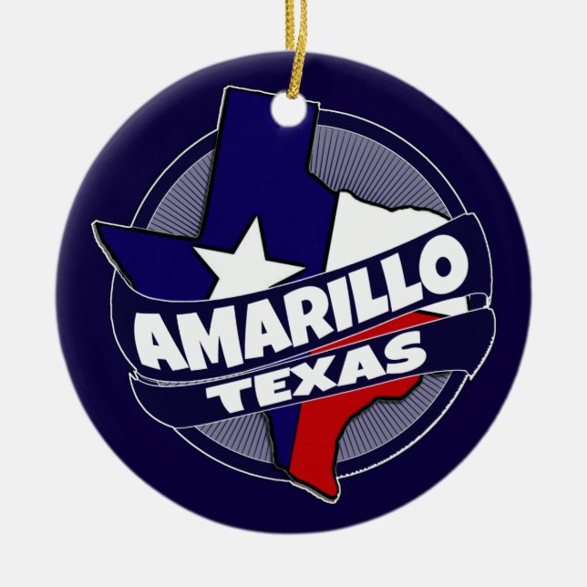 Amarillo Texas flag burst holiday ornament (Front)
