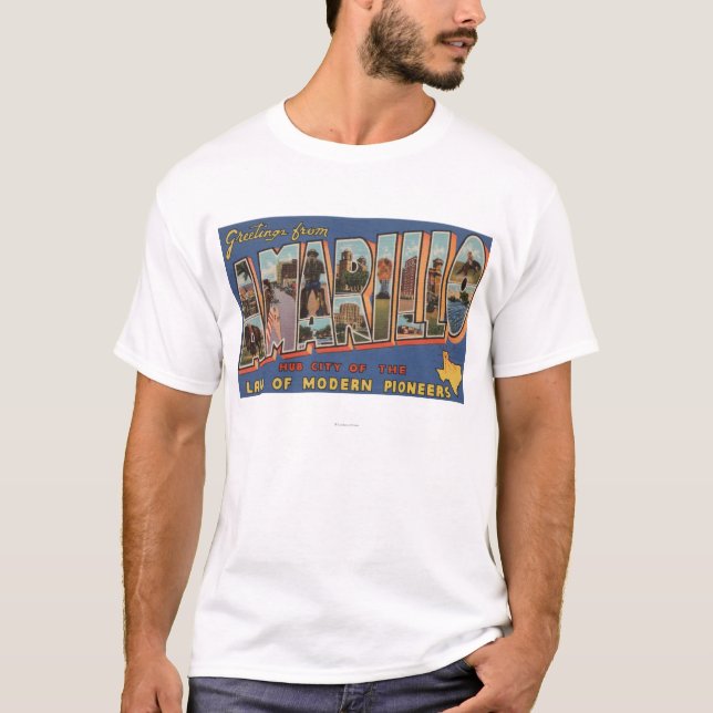 Amarillo, Texas - Large Letter Scenes T-Shirt (Front)