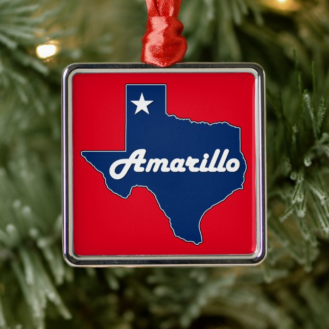 Amarillo Texas Lone Star State Map Texan Christmas Metal Tree Decoration (Tree)