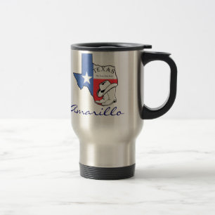Amarillo Texas State Map with Star, Boots, Hat Mug