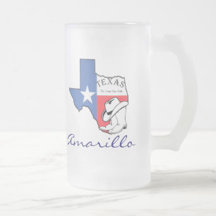 Amarillo Texas State Map with Star, Boots, Hat Mug