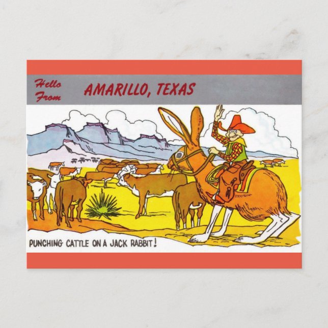 Amarillo, Texas Travel Greetings Cartoon Postcard  (Front)