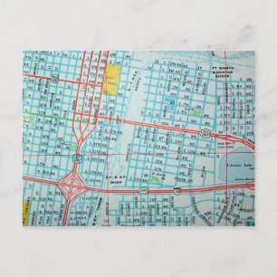 AMARILLO, TX Vintage Map Postcard